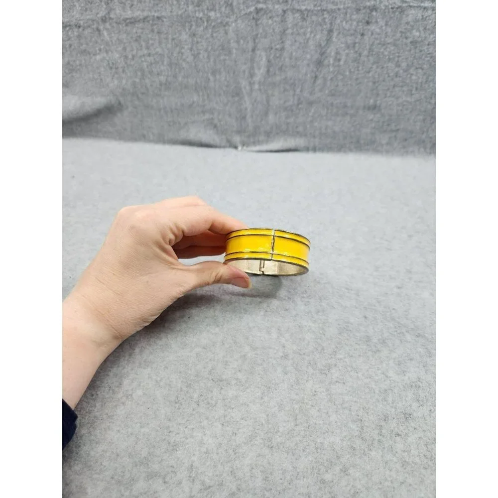Yellow & Silver plate Hinged‎ Bangle Bracelet